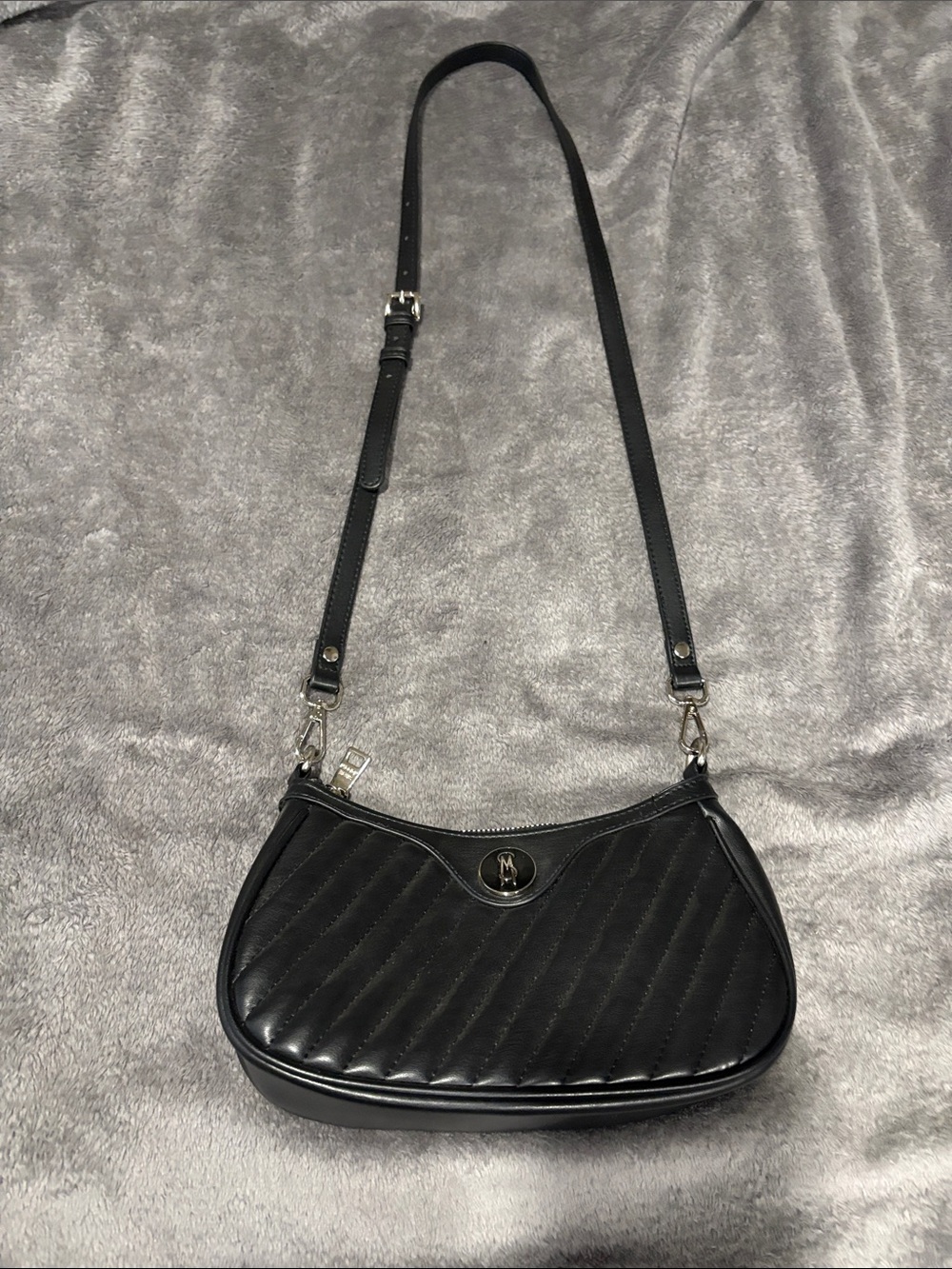 Steve Madden Black Quilted Shoulder Bag with Adjustable Strap